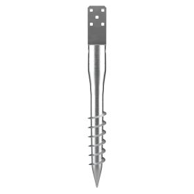 No Dig Ground Anchor, 1 Pack 3.94 x 2.76 x 27.56 in DIY Screw in Post Stake, Includes 6 Lag Bolts & a Rebar, U-Shape Heavy Duty Steel Post Holder