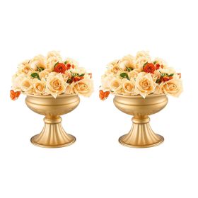 10PCS 16cm/6.3' Tall Wedding Flower Vase, Metal Wedding Centerpiece, Gold Floral Arrangement Stand Display Rack for Tables Wedding Dinner Party