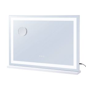 Large Vanity Mirror with Lights, Three Color Lighting Modes, Lighted Makeup LED Mirror,5X Magnification,USB Port,Smart Touch Control