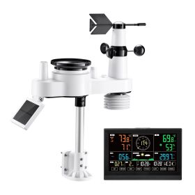 7-in-1 Wireless Weather Station, 7.5-Inch VA Display, Solar Powered Outdoor Sensor, Rain Gauge, Indoor Outdoor for Weather Forecast, Temperature